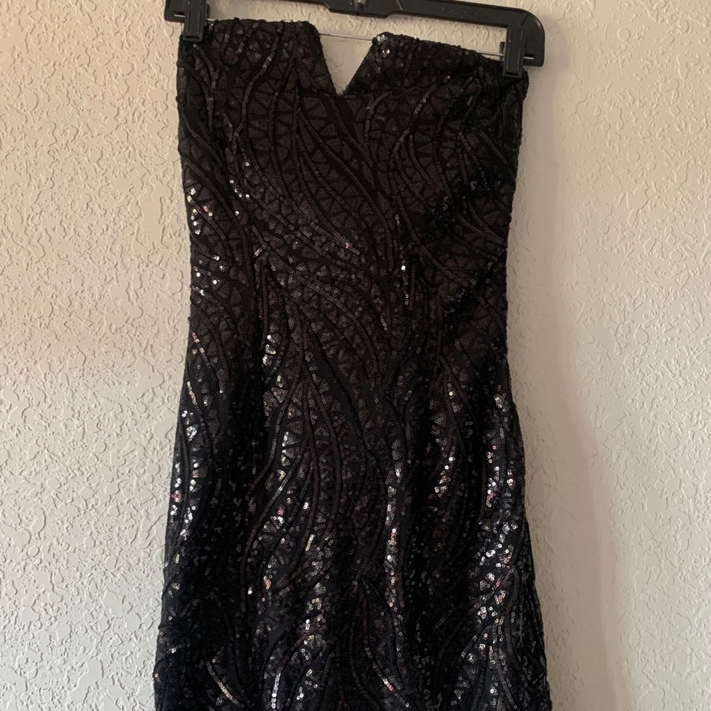 Black Sequin Mini Dress - Small